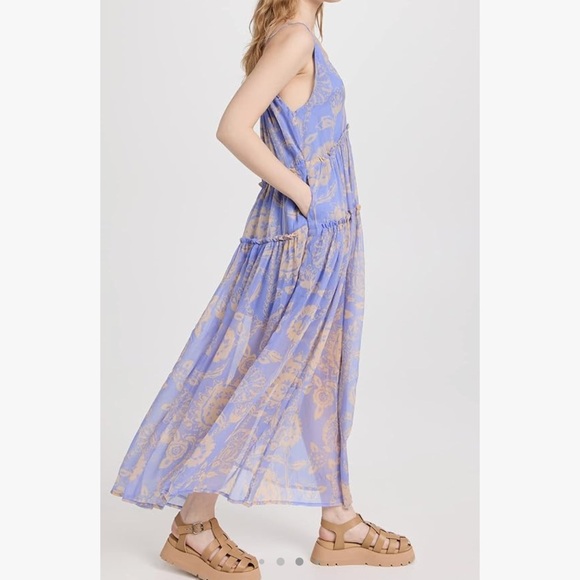 Free People Julianna Maxi Dress in Bluebell Combi - Picture 4 of 7